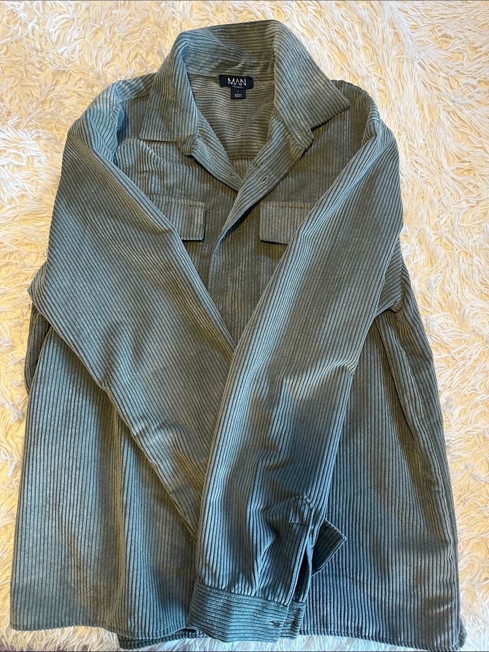 Olive Green Corduroy Utility Jacket BooHooMan